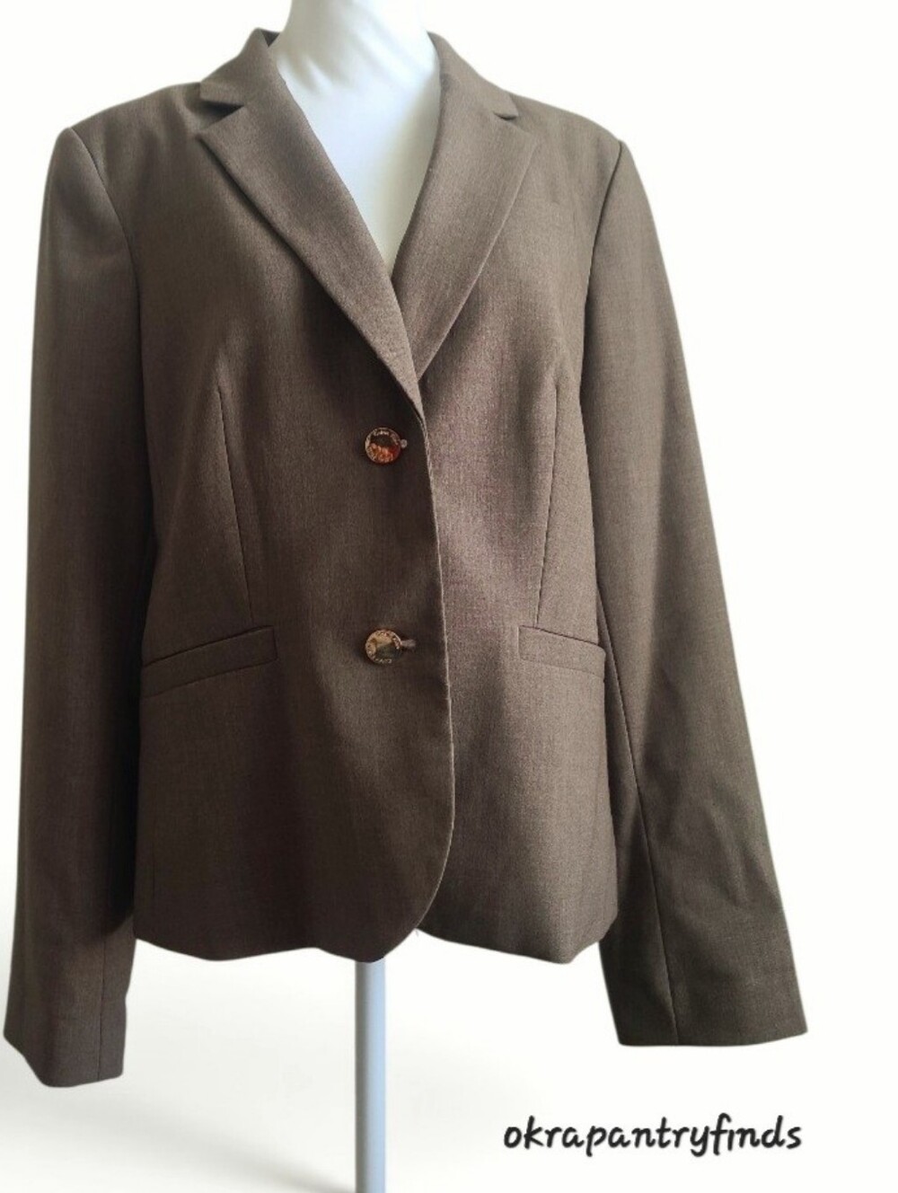 Calvin Klein Brown Two-Button Women's Blazer,size 12
